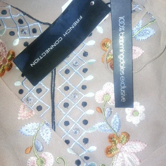 French Connection Embroidered Blush Cami Top Sz 0 - Picture 5 of 10